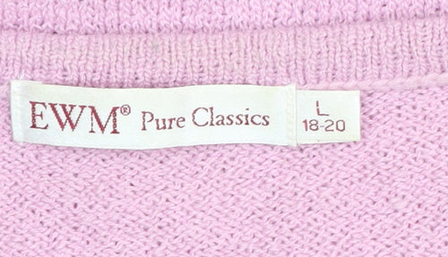 EWM Pure Classics Pink Women's Cable-Knit Pullover, L