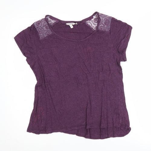 Fatface Women's Purple Lace Accent T-Shirt, Size 12