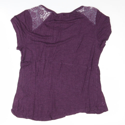 Fatface Women's Purple Lace Accent T-Shirt, Size 12