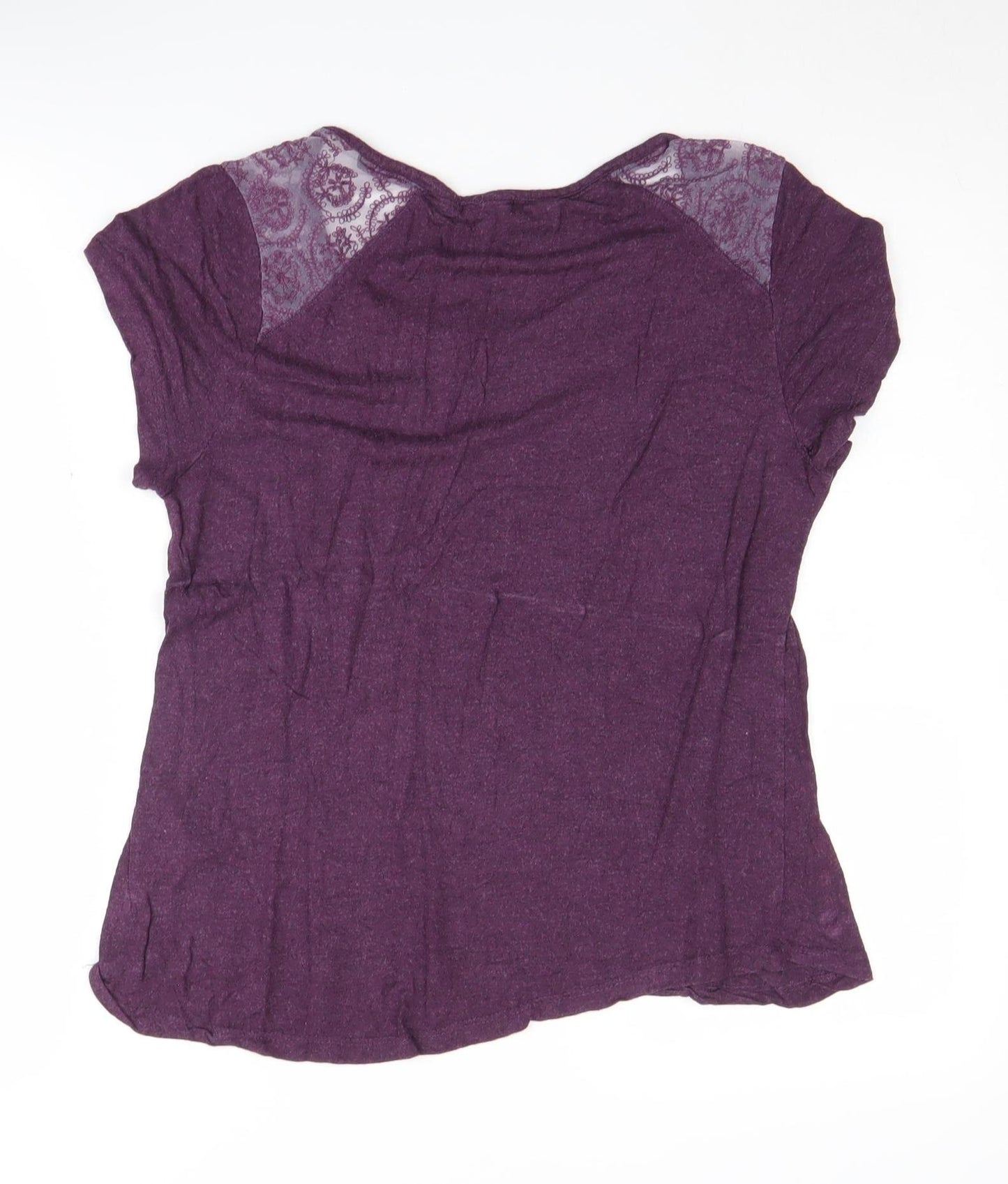 Fatface Women's Purple Lace Accent T-Shirt, Size 12