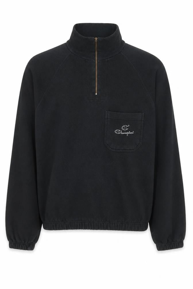 Front view of Champion Men's Black Medium Pullover Sweatshirt