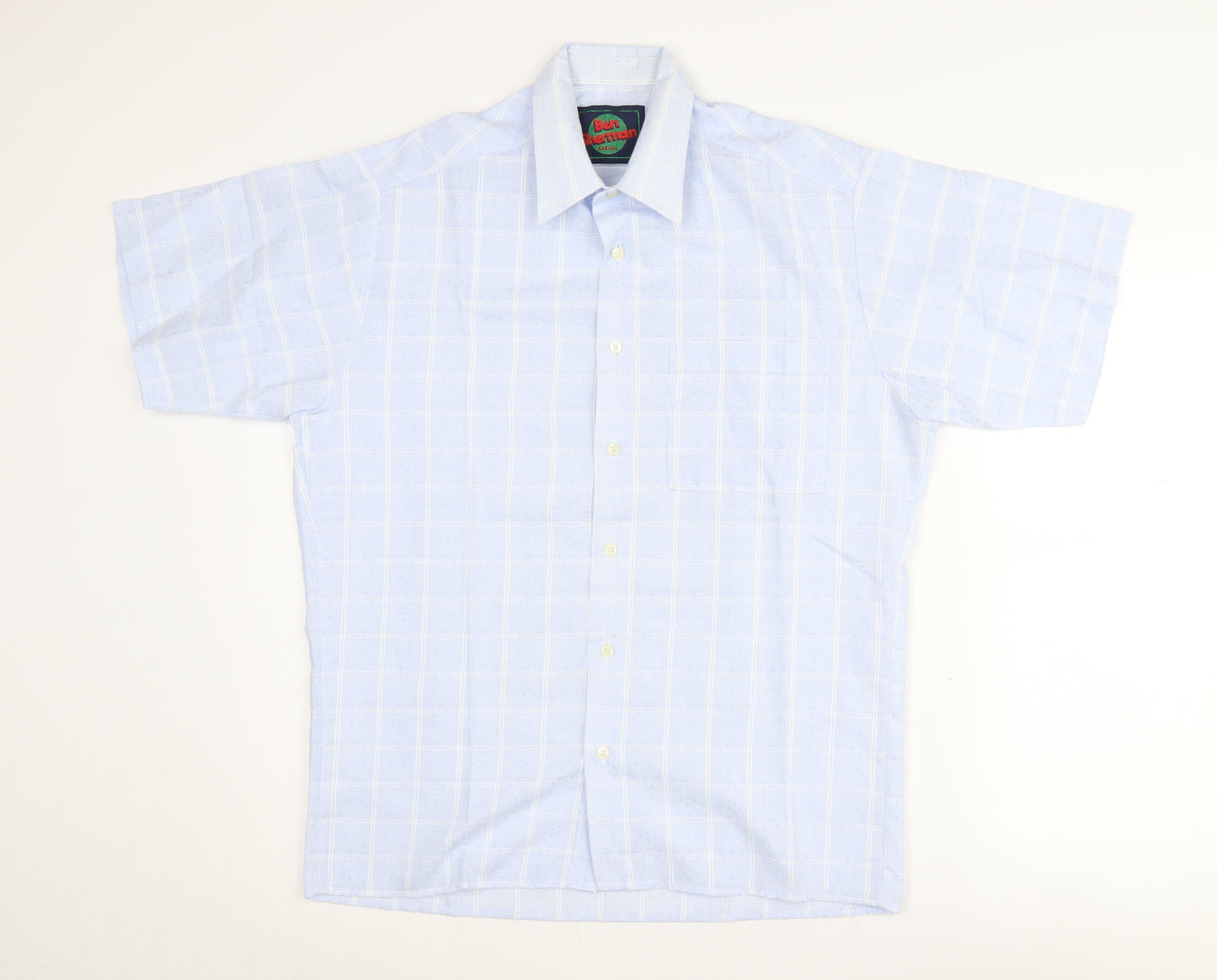 Ben Sherman Men's Blue Check Short Sleeve Medium Shirt
