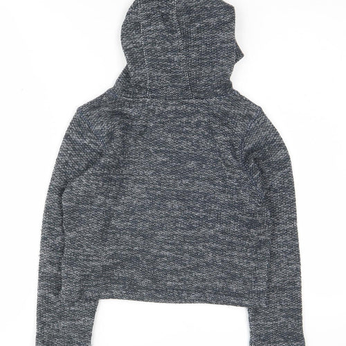 s.Oliver Girls Grey Knit Pullover Hoodie XS Long Sleeve