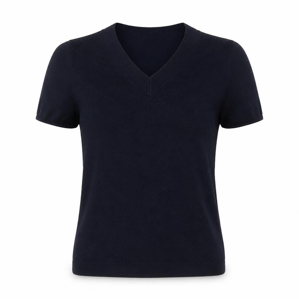 Front view of Viyella Women's Black V-Neck Cotton jumper, S