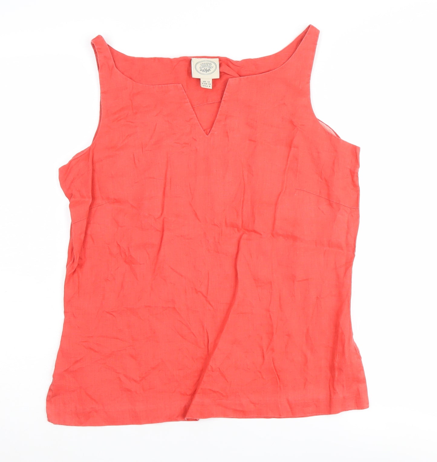 Laura Ashley Red Linen Women's Tank Top Size 12