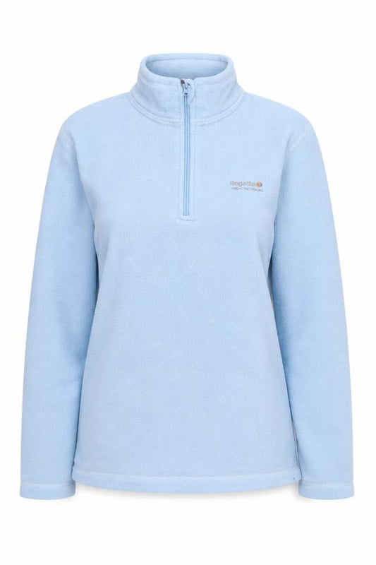 Front view of Regatta Women's Blue Fleece 1/2 Zip Sweatshirt UK 12
