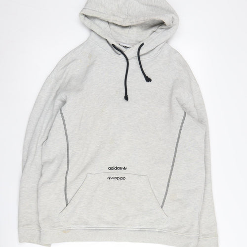 Adidas Men's Grey Cotton Pullover Hoodie S