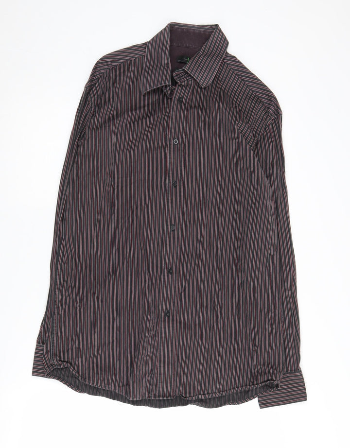 Jasper Conran Men's Black Striped Long Sleeve Shirt - 15.5