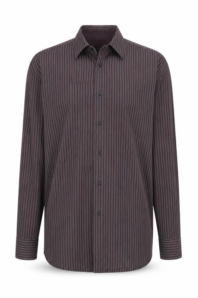 Front view of Jasper Conran Men's Black Striped Long Sleeve Shirt - 15.5