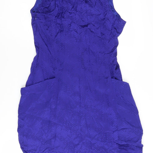Karen Millen Blue Silk Sleeveless Dress UK 12