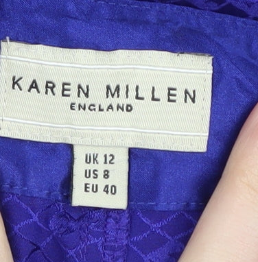 Karen Millen Blue Silk Sleeveless Dress UK 12