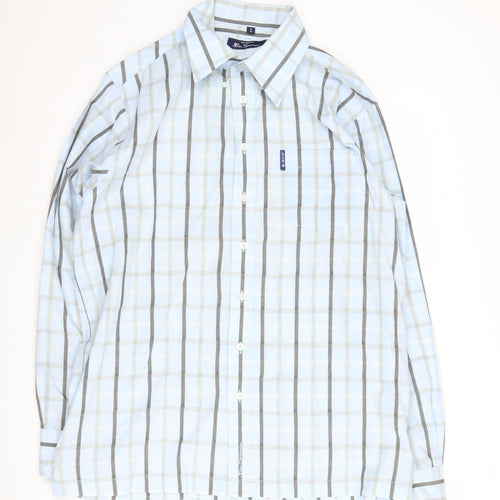 Ben Sherman Men's Blue Plaid Button-Up Shirt Medium