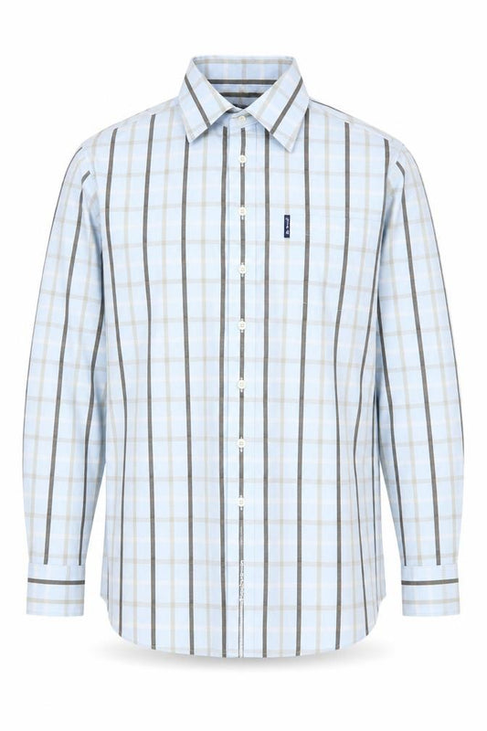 Front view of Ben Sherman Men's Blue Plaid Button-Up Shirt Medium