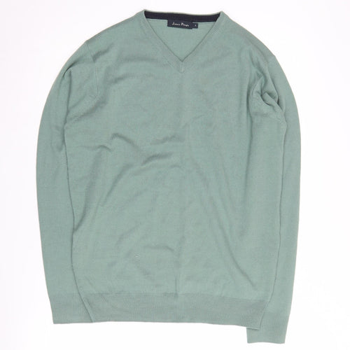 James Pringle Men's Green V-Neck Pullover Jumper - Size S
