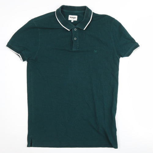 Wrangler Men's Green Polo Shirt, S, Casual Short Sleeve