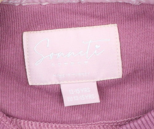 Sonneti Girls Pink Pullover Sweatshirt 12-13 Years Logo