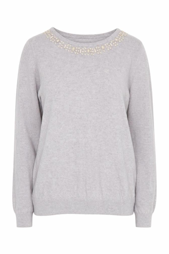 Front view of RJR.John Rocha Women's Grey Beaded jumper, size 12