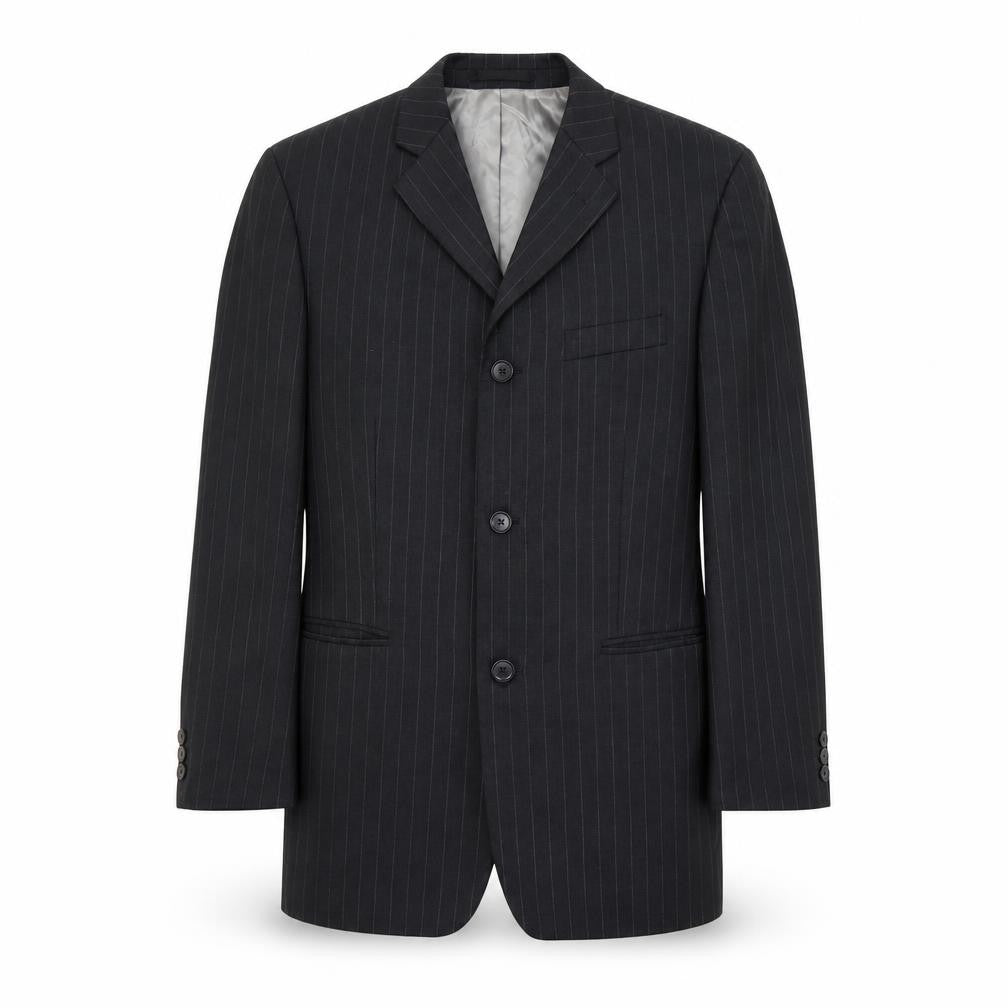 Front view of Pierre Cardin Men's Black Striped Blazer, size 48
