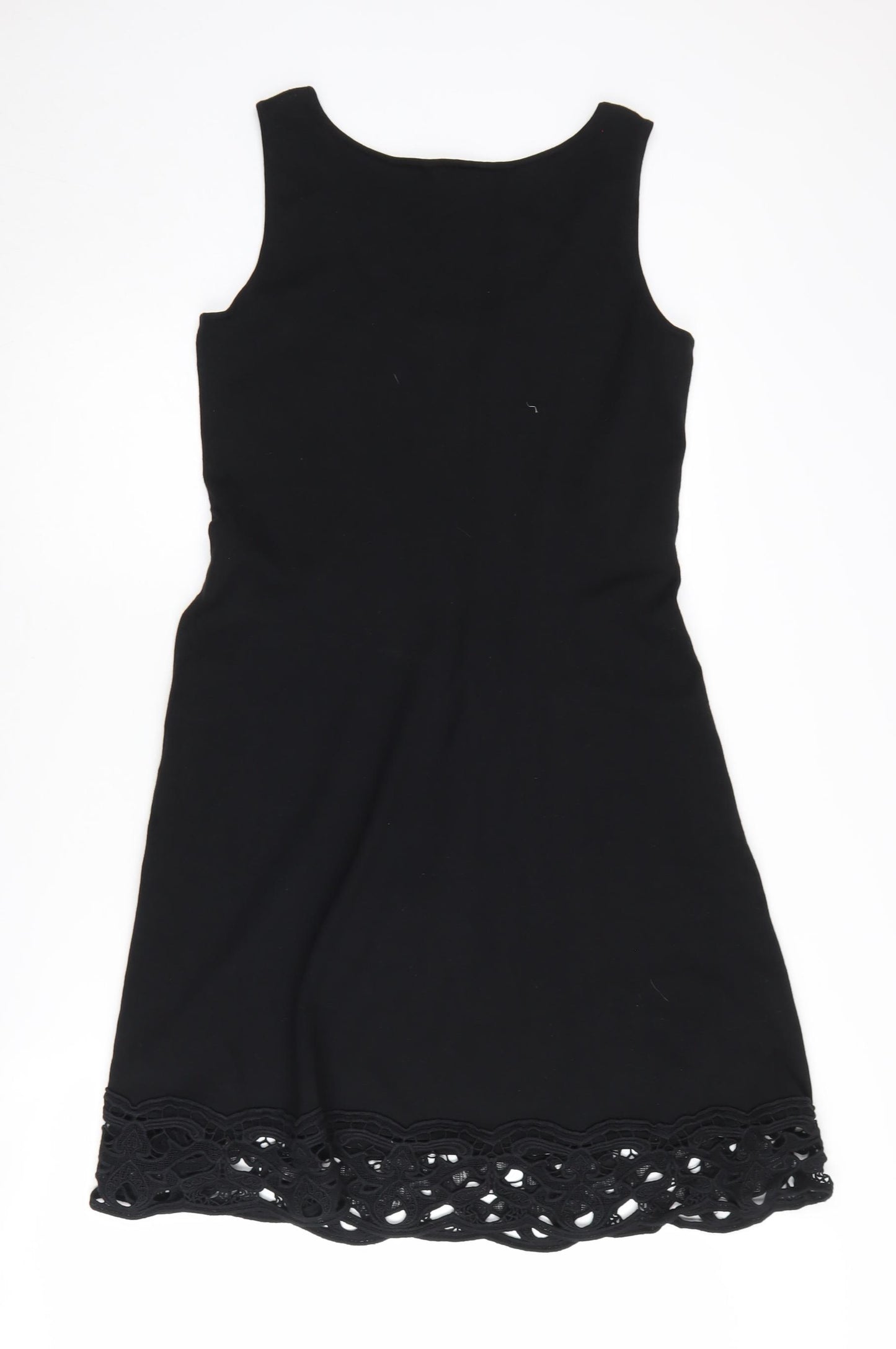 Jigsaw Women's Black A-Line Dress, Medium, Lace Accents