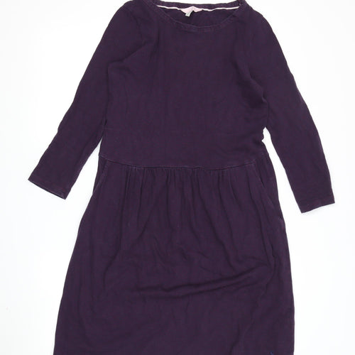 Joules Women's Purple Fit & Flare 3/4 Sleeve Dress