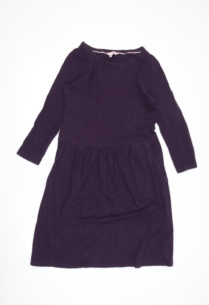 Joules Women's Purple Fit & Flare 3/4 Sleeve Dress