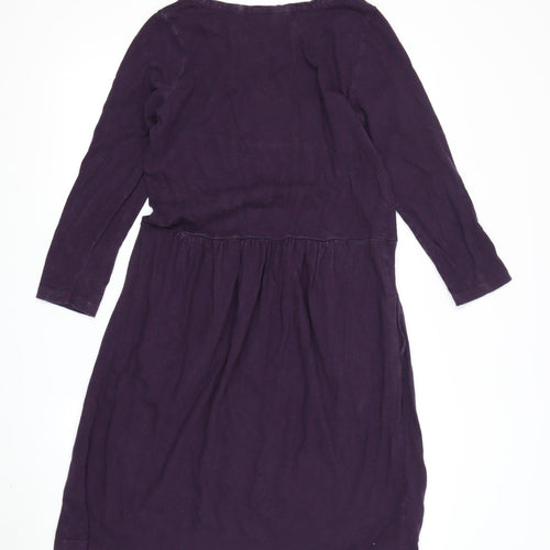 Joules Women's Purple Fit & Flare 3/4 Sleeve Dress