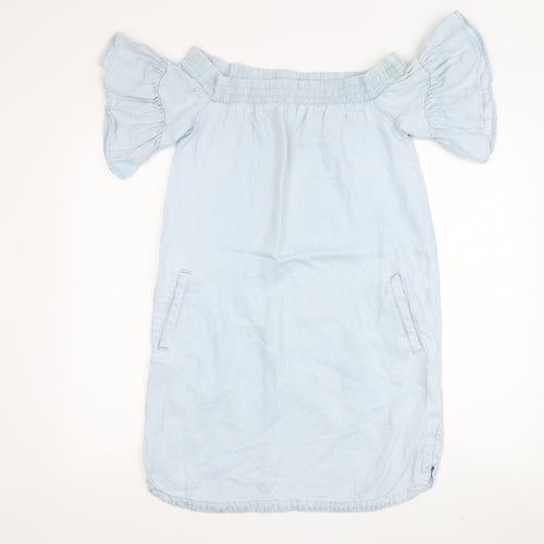 AllSaints Women's Blue Off Shoulder Dress S
