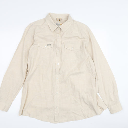Regatta Women's Beige Button-Up Shirt, Size 14, Collared