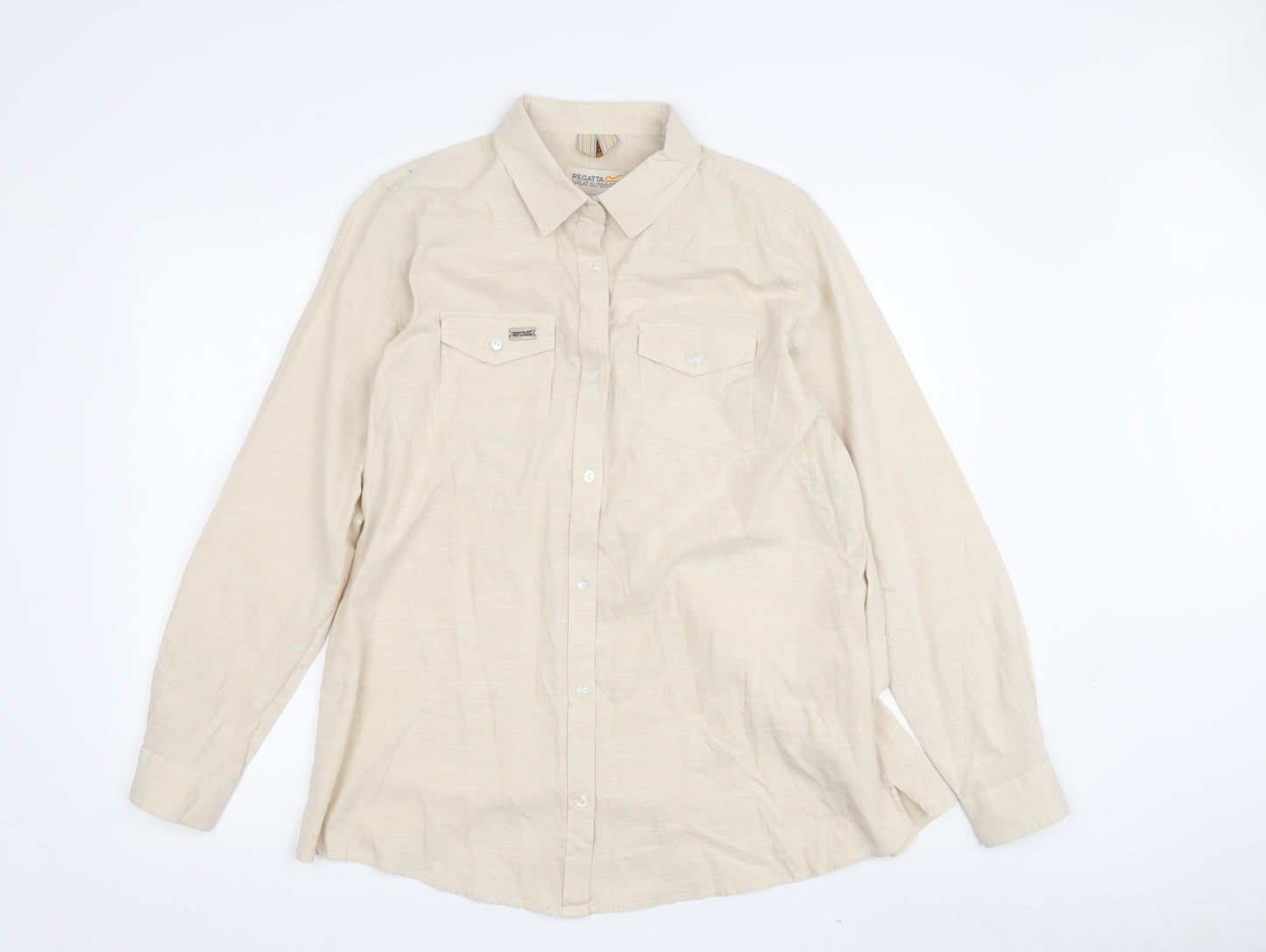 Regatta Women's Beige Button-Up Shirt, Size 14, Collared