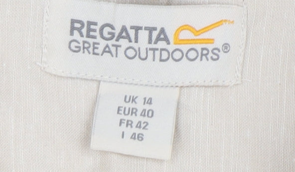 Regatta Women's Beige Button-Up Shirt, Size 14, Collared