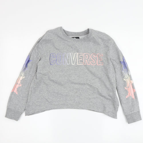 Converse Girls Grey Pullover Sweatshirt, 10-12 Years, Stars Design