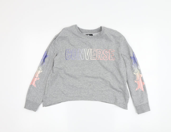 Converse Girls Grey Pullover Sweatshirt, 10-12 Years, Stars Design