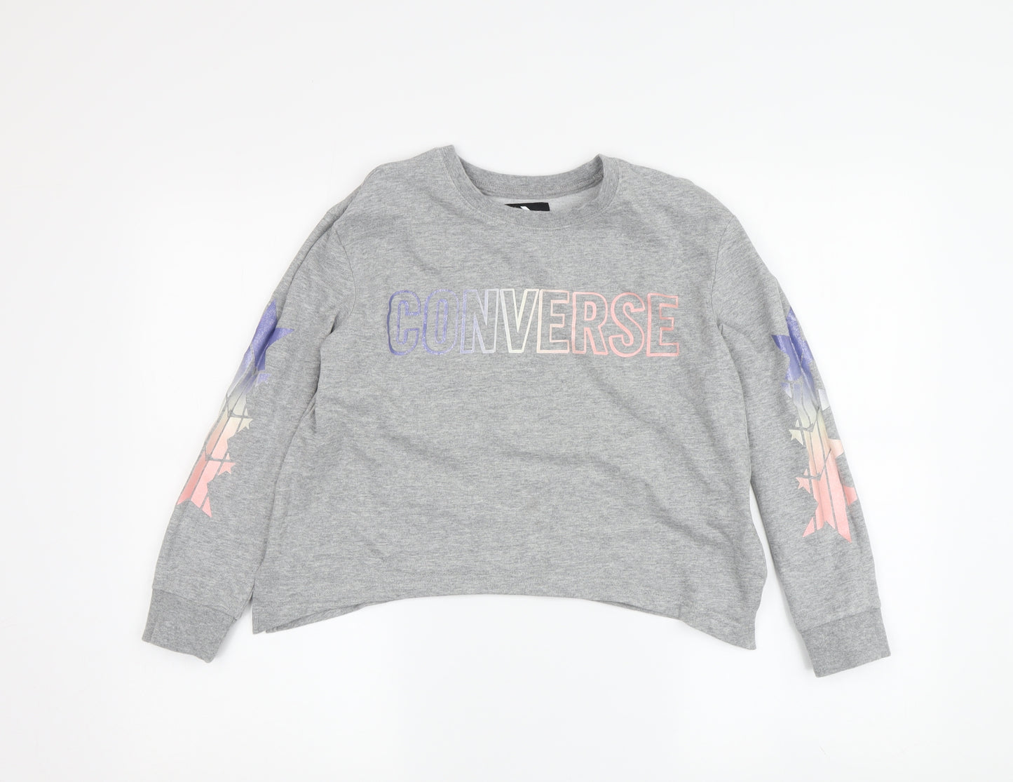 Converse Girls Grey Pullover Sweatshirt, 10-12 Years, Stars Design