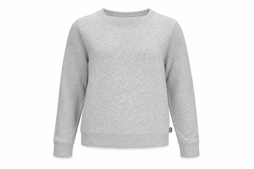 Front view of Converse Women's Grey Pullover Sweatshirt, S, Casual Knit