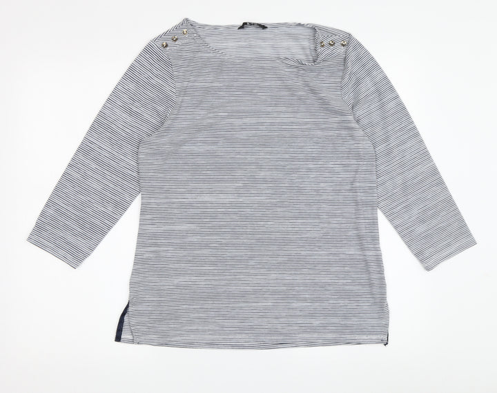 Jasper Conran Women's Blue Striped T-Shirt, Size 14