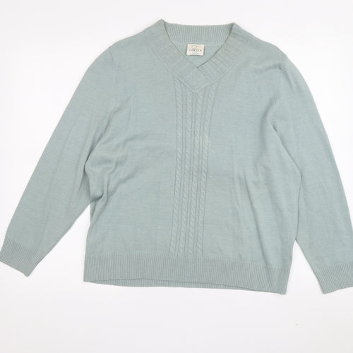 Eastex Women's Green Cable-Knit Pullover Jumper Size 16