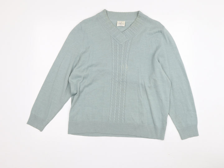 Eastex Women's Green Cable-Knit Pullover Jumper Size 16