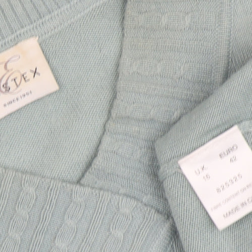 Eastex Women's Green Cable-Knit Pullover Jumper Size 16