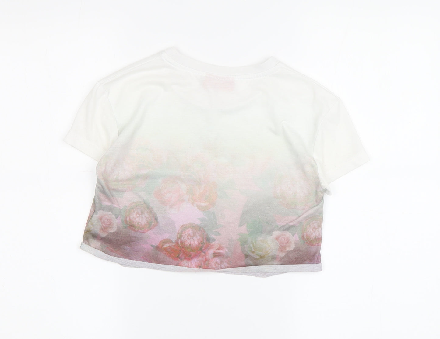 McKenzie Girls Floral Cropped T-Shirt, White, 7-8 Years