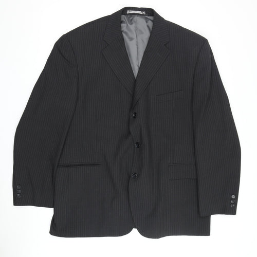 Centaur Men's Black Striped Suit Jacket, Size 48R, Classic Style