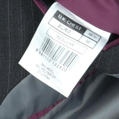 Centaur Men's Black Striped Suit Jacket, Size 48R, Classic Style