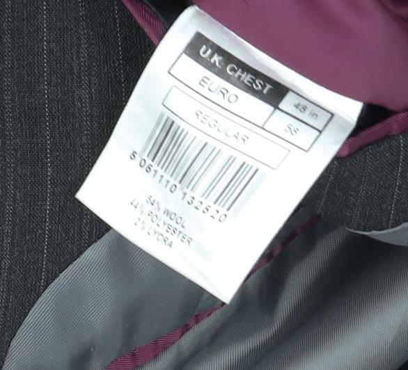 Centaur Men's Black Striped Suit Jacket, Size 48R, Classic Style