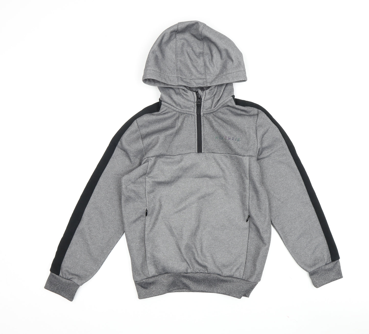 McKenzie Boys Grey 10-12 Hoodie with Half Zip and Hood