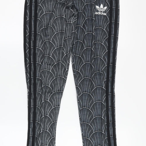 Adidas Women's XS Black Track Pants with Geometric Pattern