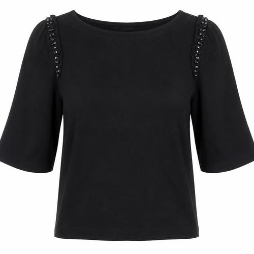 Banana Republic Women's Black Blouse, Size S, Beaded Accents