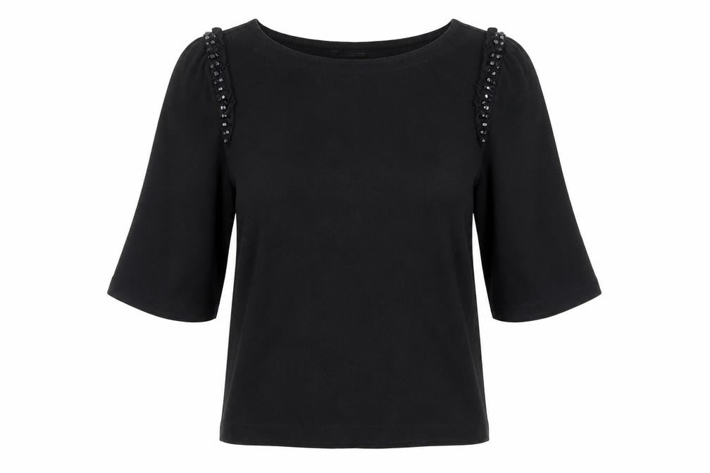 Banana Republic Women's Black Blouse, Size S, Beaded Accents