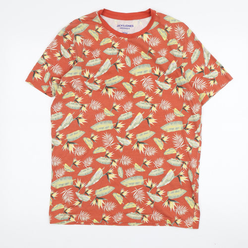 Jack & Jones Men's Orange Tropical T-Shirt, Size S