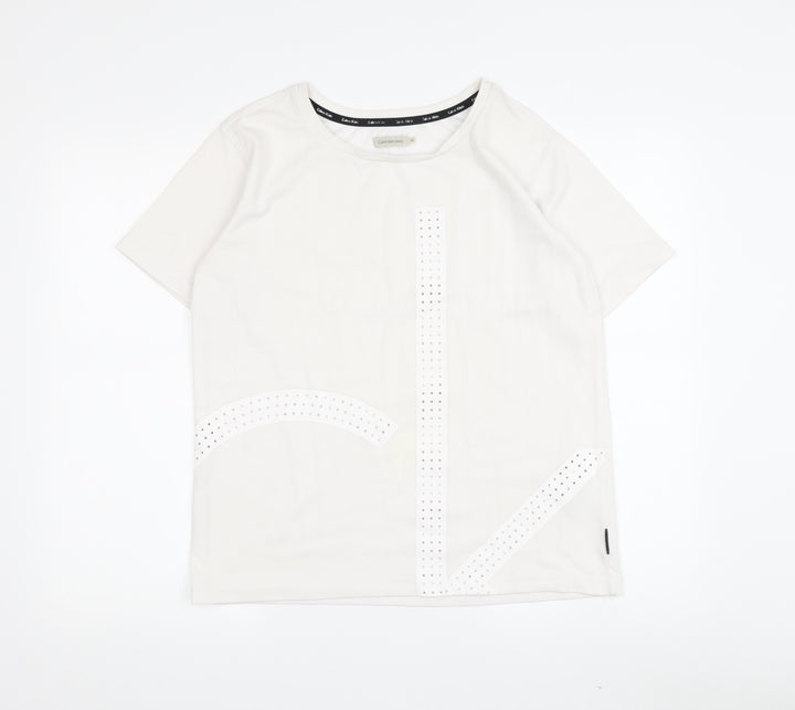 Calvin Klein Women's White XS Casual T-Shirt Basic
