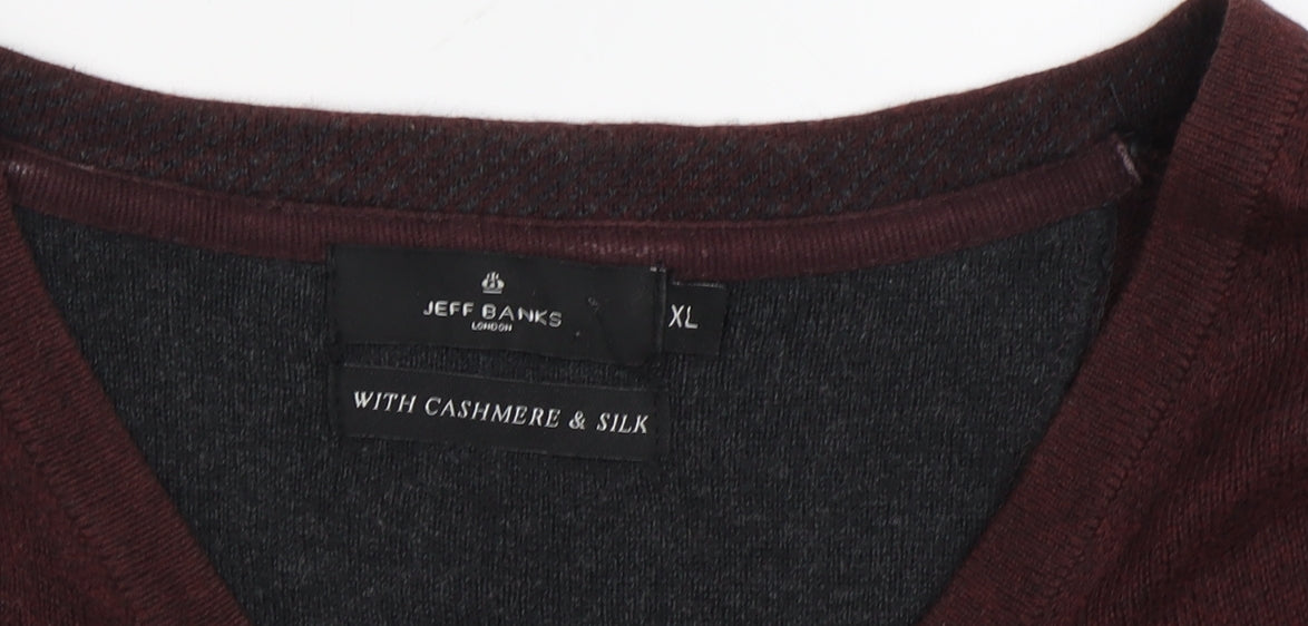 Jeff Banks Men's XL Brown Cashmere Silk Pullover Jumper