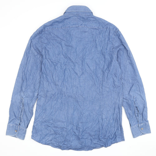 Charles Tyrwhitt Men's Blue Chambray Button-Up Shirt